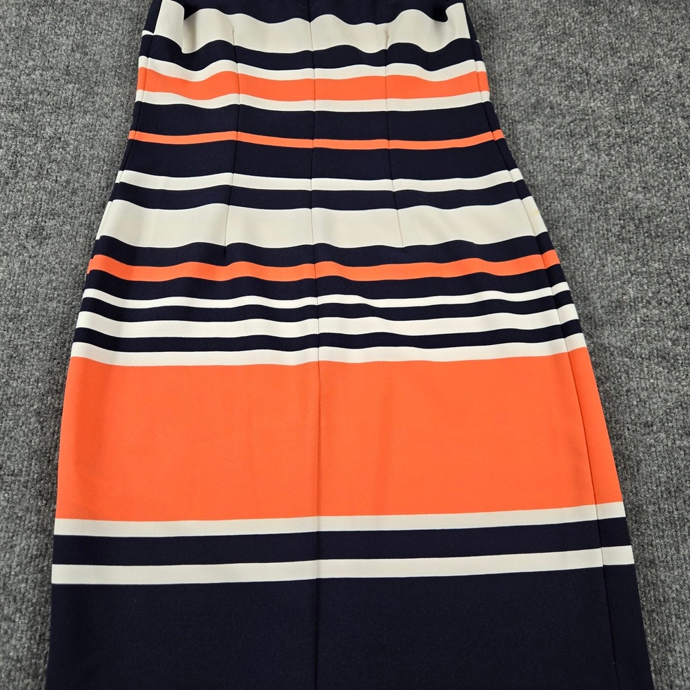 Amanda Lane Sheath Dress Womens 2P Navy Orange Striped Good Sleeveless Petite - Picture 5 of 9